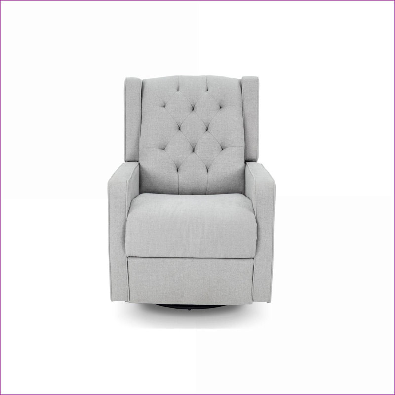Recliners, Manual Motion Swivel Glider Chair with Diamond Tufting | Light Gray Fabric, Light Gray