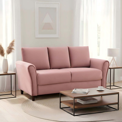 Mid-Century Curved Arm 3-Seater Sofa with Streamlined Upholstered Design