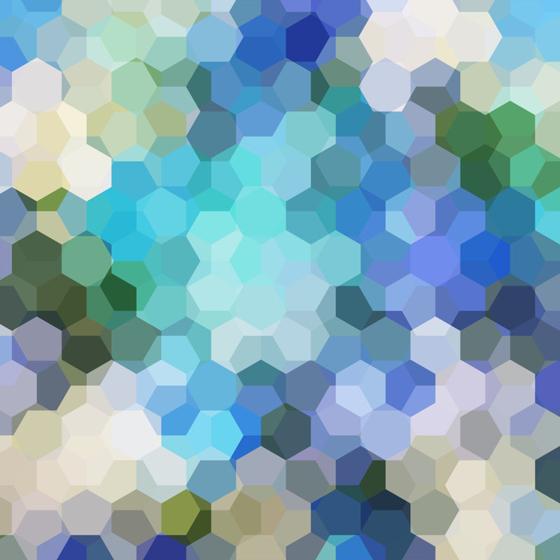 Theone abstrait à fond hexagonal par Tashechka, H 12 po x l 12 po