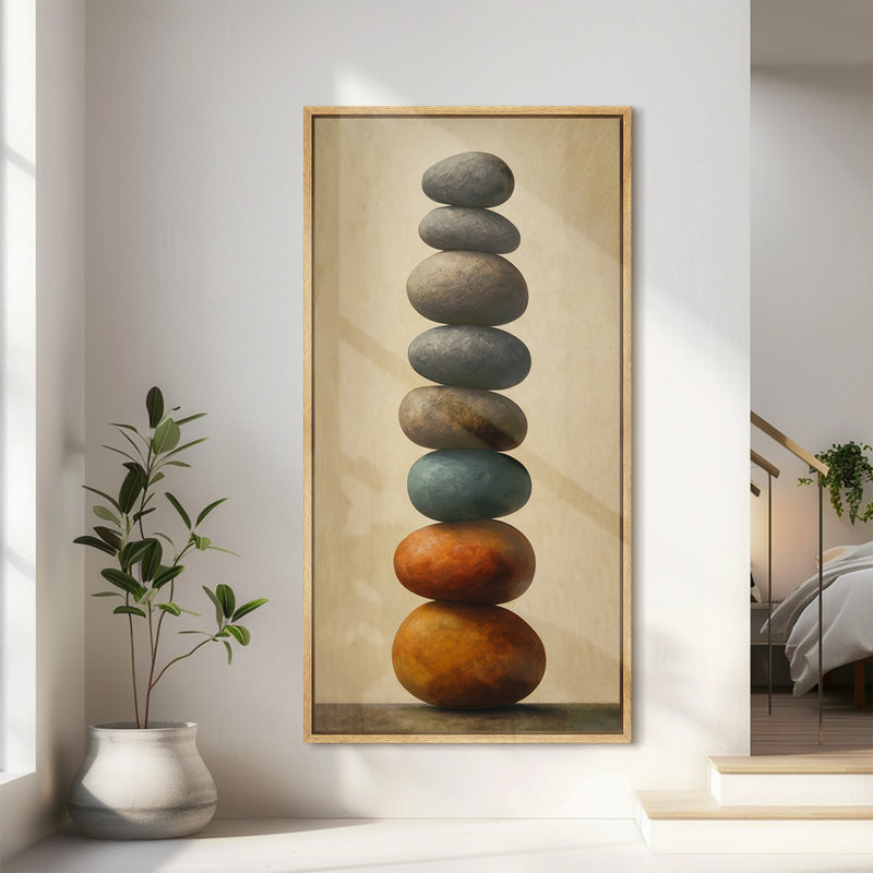 "Stacked Zen Art", impression sur toile encadrée, Naturel, H 60 po x l 30 po
