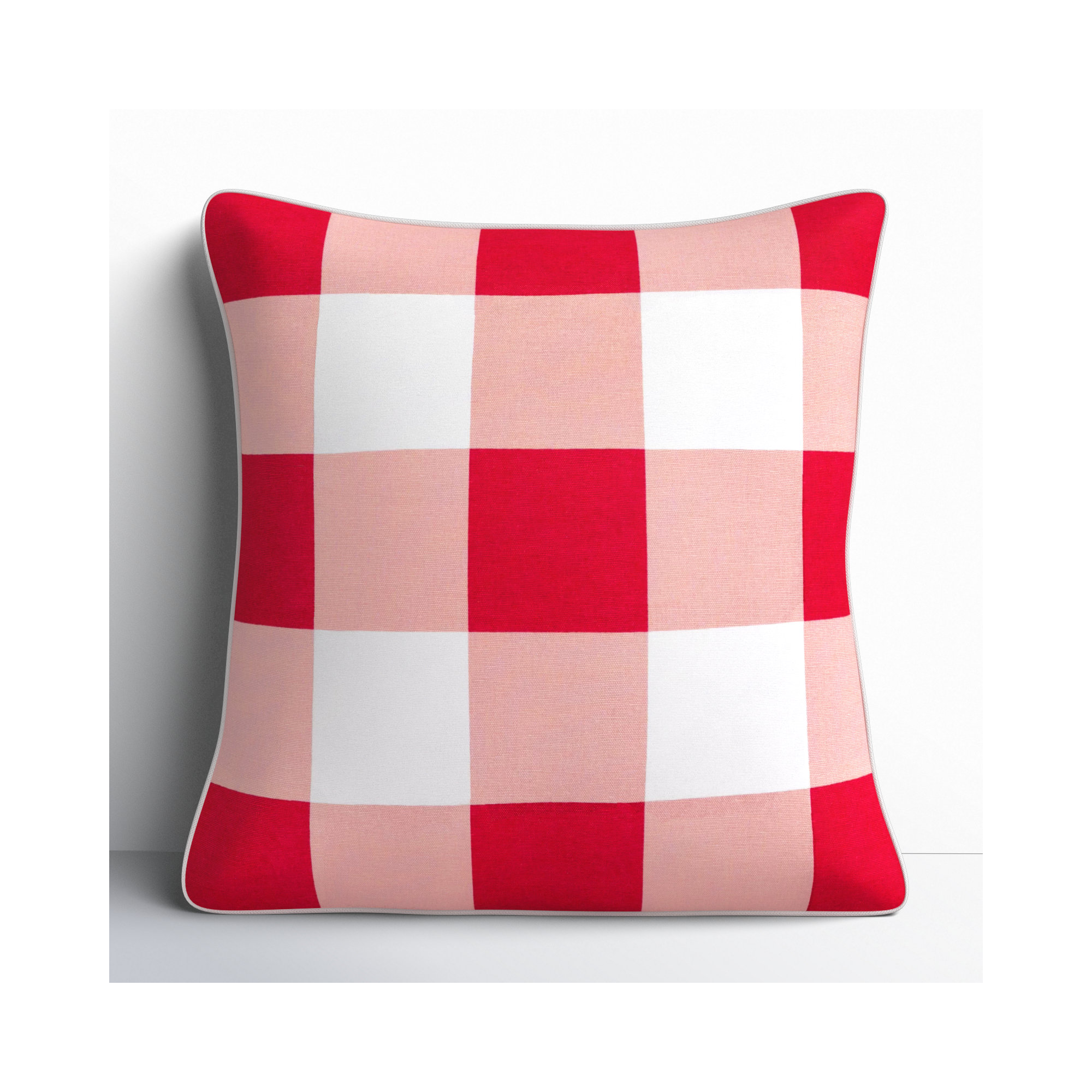 Briarwood Gingham Cotton Pillow Cover, Bright Red/Pale Pink