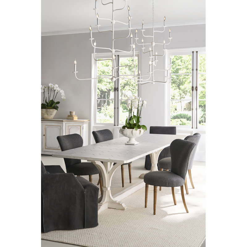 Tara Shaw Dining Table, 30"H x 120"L x 42"W, White/Gray