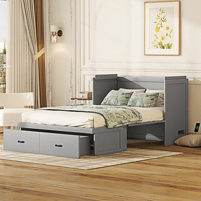 Lit escamotable Emmaree, Double, Gris