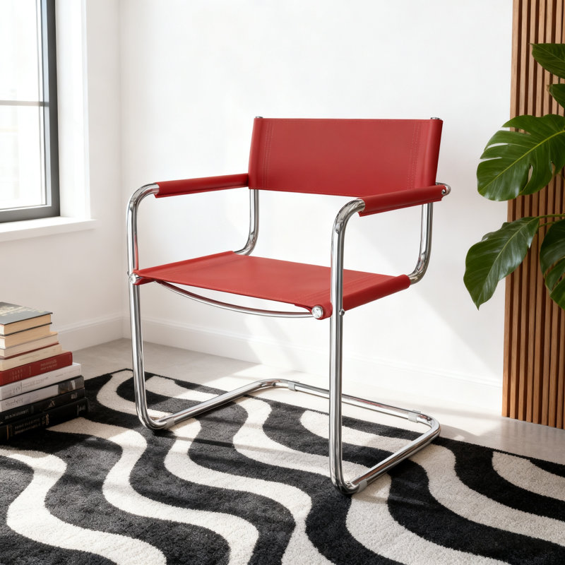 Fauteuil d'appoint en cuir Momei Saddle, Rouge
