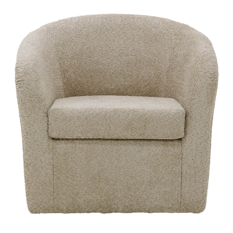Fauteuil demi-tonneau pivotant en polyester 30,5 po Anrea, Mélange de polyester beige