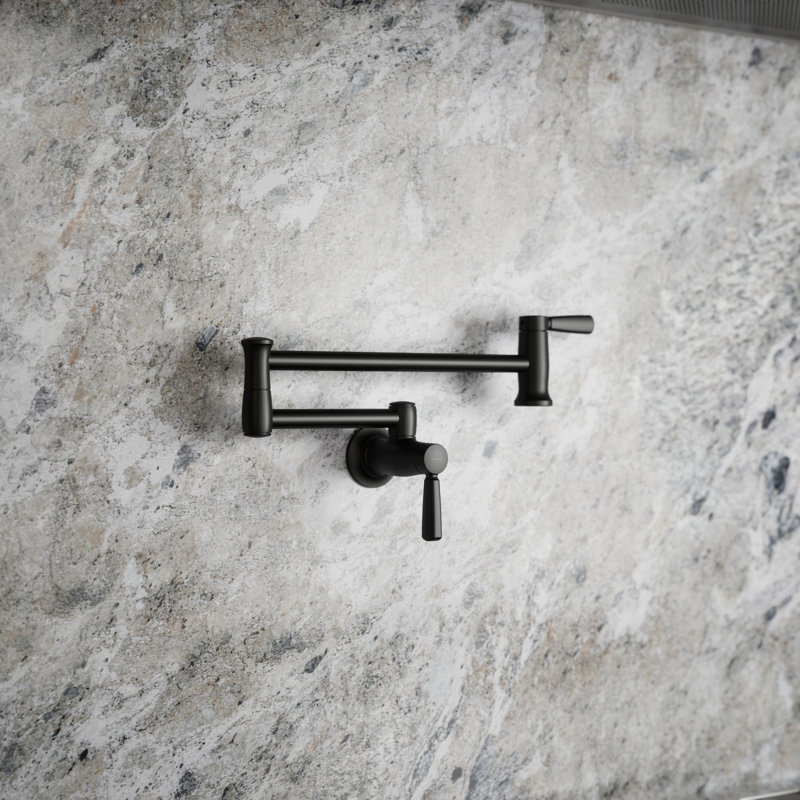 Wall-Mount Pot Filler Faucet, Swing Arm Kitchen Pot Filler Faucet, Matte Black