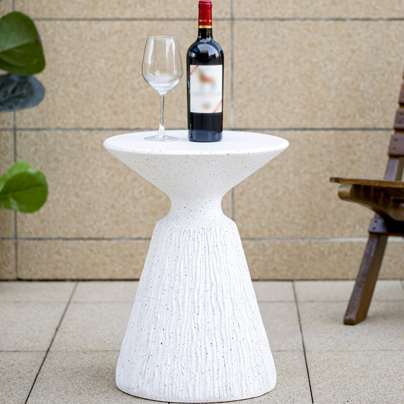 Table d'appoint d'intérieur/extérieur en marbre blanc texturé moucheté rétro, 39,4 cm x 53,3 cm (15,5 po x 21 po), idéale pour les petits espaces à la maison ou au bureau, couleur, largeur, profondeur, hauteur 53,3 cm (21 po), prête à l'emploi