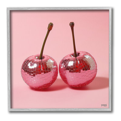" Reflective Cherries On Pink Single Picture Frame " by RB on Canvas