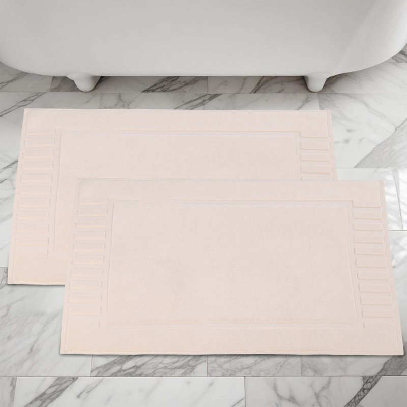 Pardue Cotton Geometric-Striped Reversible 2 Piece Bath Mat Set, Ivory, Geometric