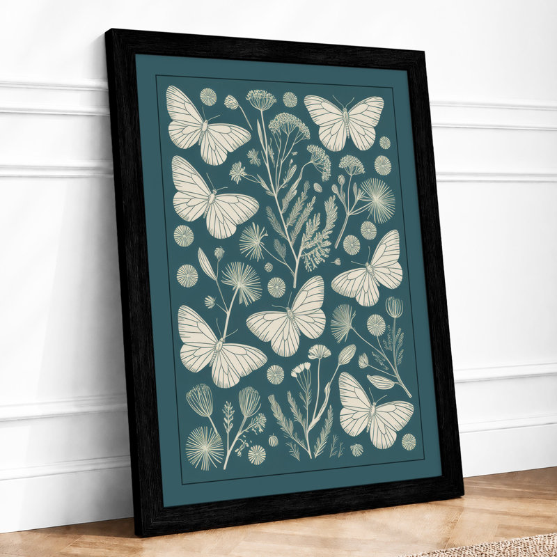 Butterflies And Botanicals Botanical - Print, A1 - 84.1 x 59.4 cm, Black