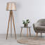 Lampe sur pied scandinave, structure en bois, finition brune, 63,0 pouces de hauteur | Capuchon en tissu (17,7 po de diamètre) | Douille E27, 40 W maximum | Interrupteur marche / arrêt sur le câble | Éclairage élégant pour les espaces de vie modernes et la décoration intérieure-1974644495-1974644485