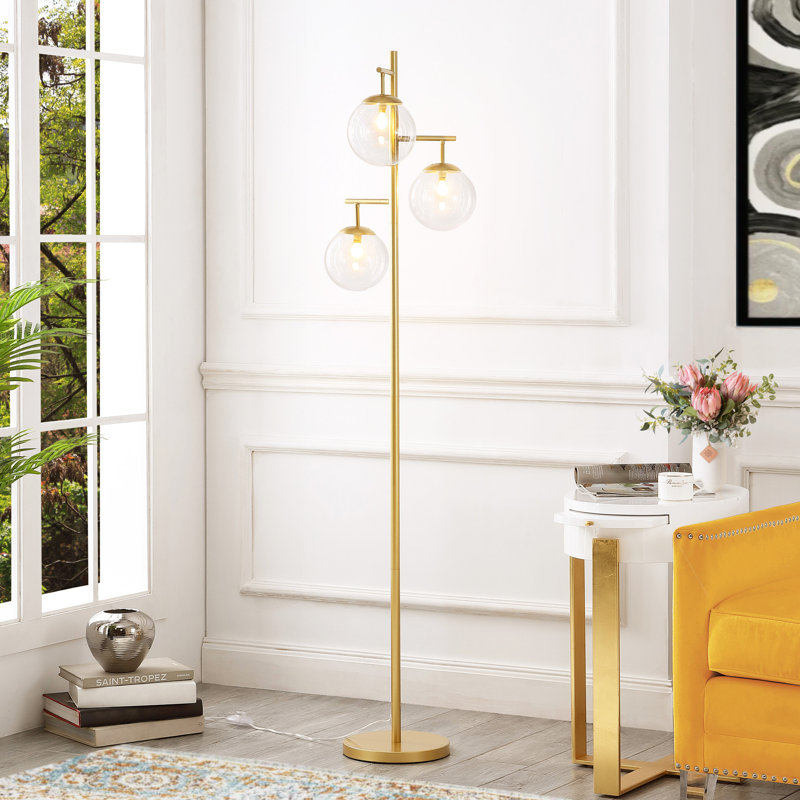 Alaycia 68.9'' Gold Tree Floor Lamp, Clear