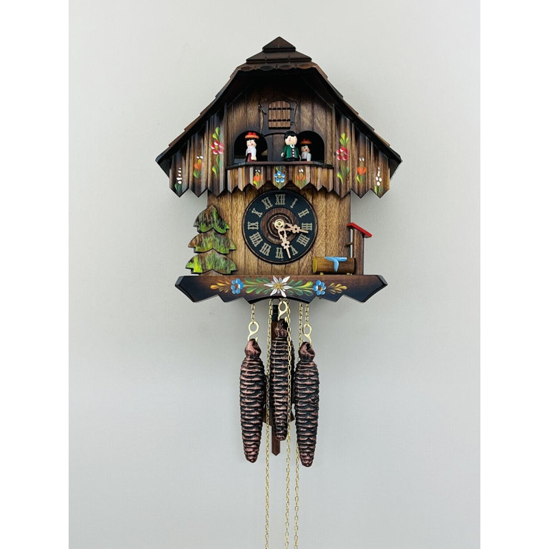  11" One Day Musical Cuckoo Clock with Dancers & Flowers