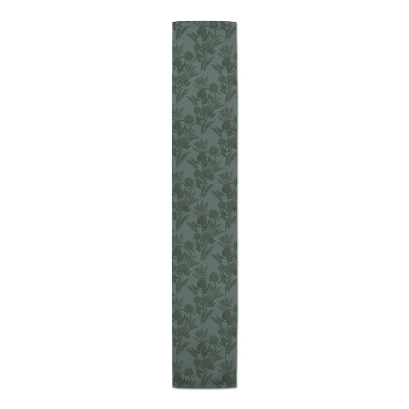 Rectangular Floral Table Runner, 90" x 16", Green