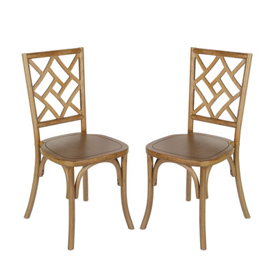 Commercial Solid Wood Stackable Dining Chair With Intricate Back