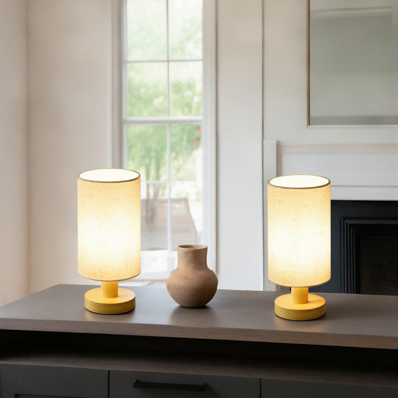 Ensemble de 2 lampes de table compactes pour petits espaces, Naturel