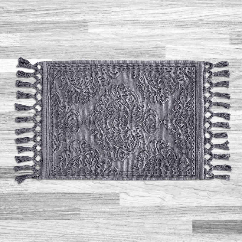 Ricardo 100% Cotton Bath Rug, Dark Gray, 17" W x 31" L