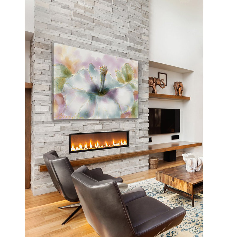 Pastel Hibiscus by Arthur Pina - Wrapped Canvas Painting, 76cm H x 114cm W x 3.81cm D