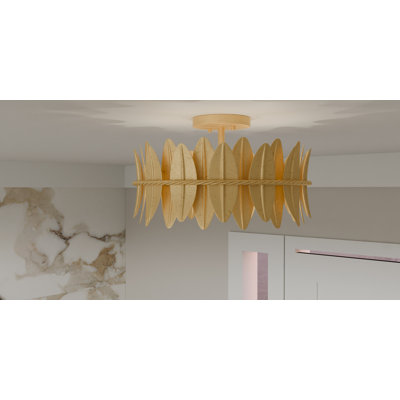 Karnecia 3-Light Gold Leaf Semi-Flush Mount Light