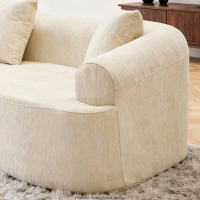 Canapé-lit modulaire incurvé 106 po en chenille à compression haute densité, 106 po, blanc