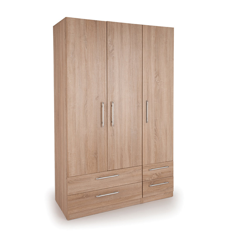 Esher 3 Door Manufactured Wood Wardrobe, Oak