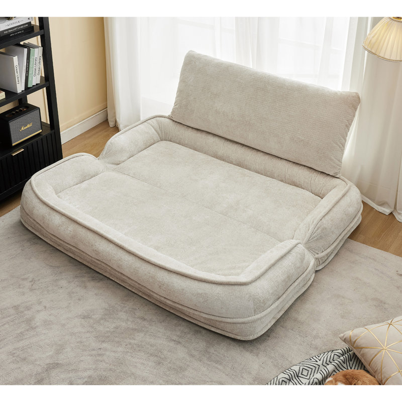Lit double pour chien, Polyester beige