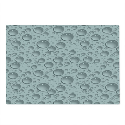 Ambesonne Grey Cutting Board Large Size Waterdrops Monochrome Grey