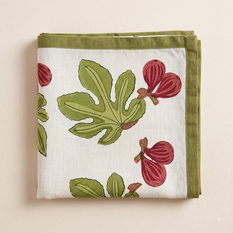 Fig Handmade Floral Table Runnner, 90" x 16", Red/Green/White