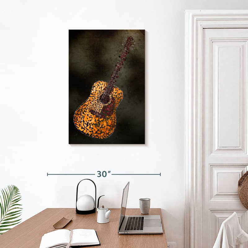 Abarca Abstract Squares Acoustic Guitar, 30" H x 20" W