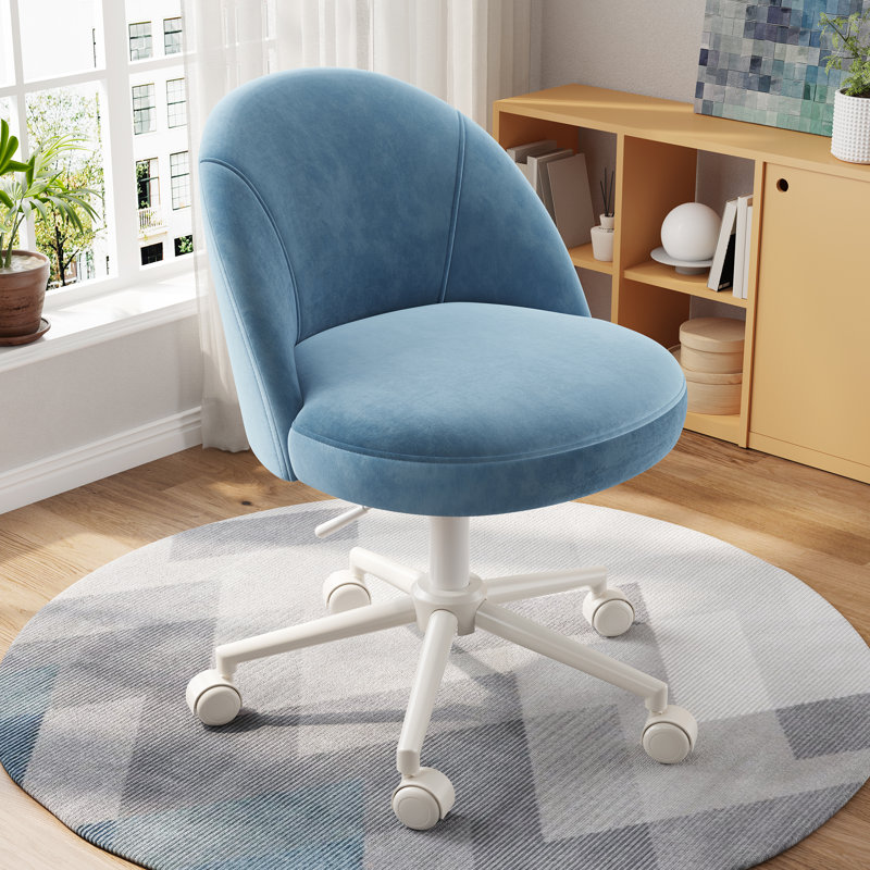 25.1" W Modern Office Chair With Wheels, Adjustable Task Chair Featuring Soft-padded Backrest For Office And Bedroom Use.