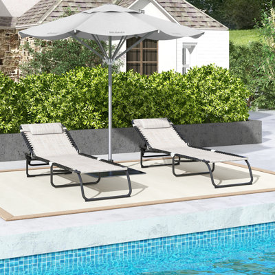 Ensemble de 2 chaises longues pliantes Outsunny