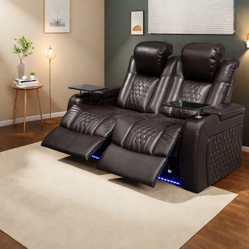 Canapé inclinable en cuir de qualité supérieure, cuir véritable, style moderne pour le divertissement à domicile