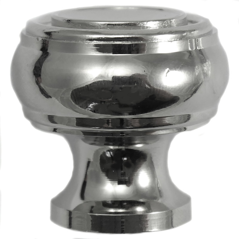 Polished Nickel Round Cabinet Knob with Mounting Hardware
