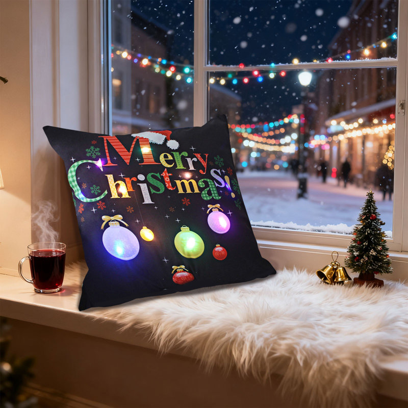 Christmas LED Pillows Holiday Gifts LED Pillows That Can Flash Or Stay On Two Mode Switching  Printed Sofa Pillows Cushions Pillowcases