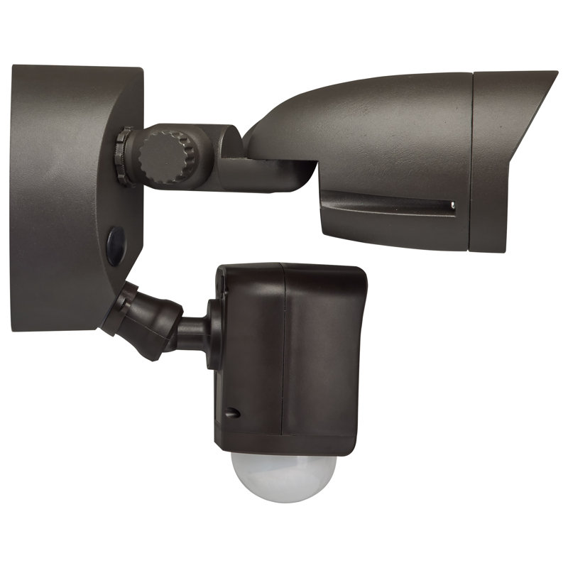 Smart 2 - Head LED Hardwired Outdoor Security Flood Light with Motion Sensor and Timer, Brown