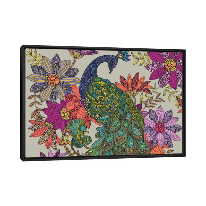Reproduction d’art sur toile tendue « Peacock puzzle » par Valentina Harper, H 40 po x l 60 po x P 1,5 po, Cadre noir