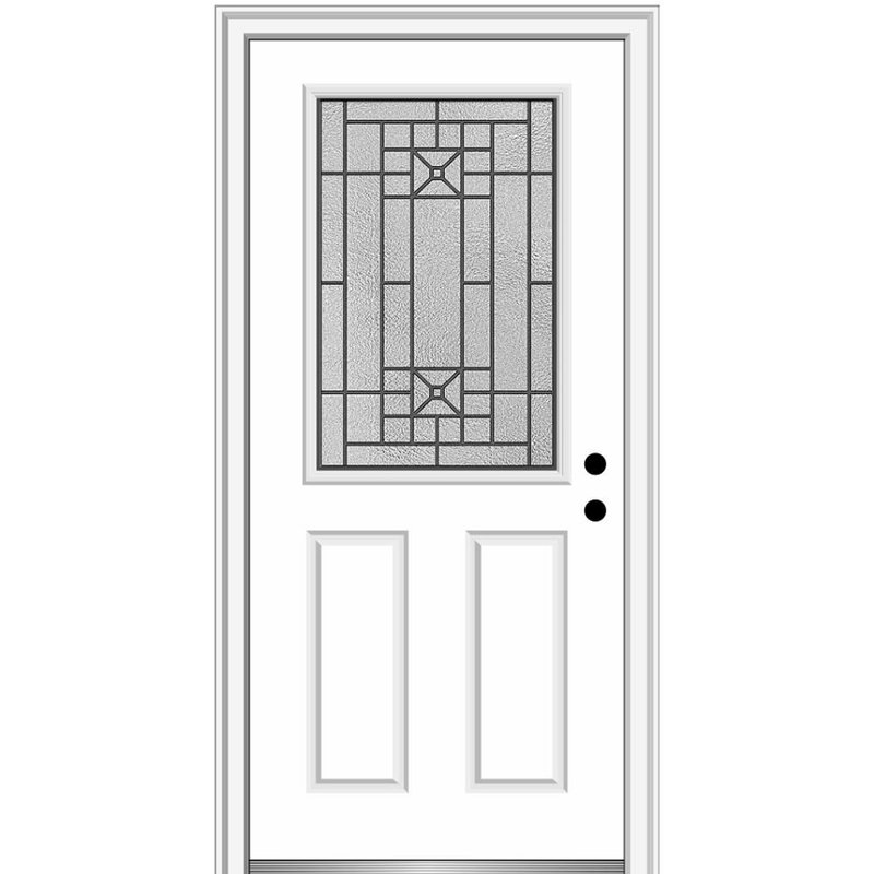 Porte d'entrée pré-suspendue en fibre de verre Courtyard, S'ouvre à gauche vers l'intérieur, H 80 po x l 34 po x P 1,75 po