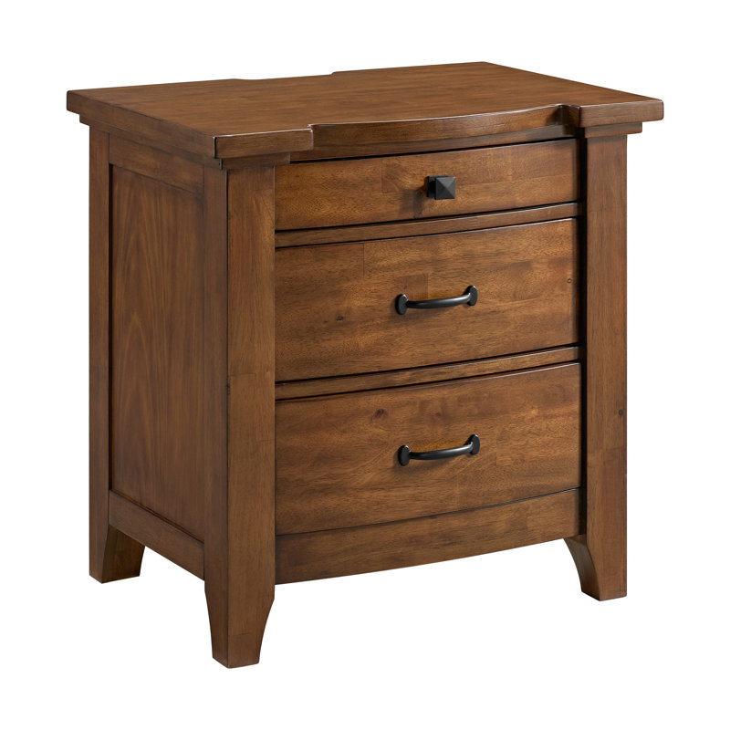 Table de chevet 3 tiroirs François avec port USB et alimentation châtaignier