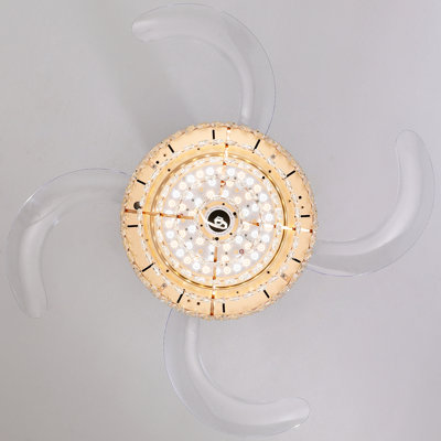Ventilateur de plafond rétractable en cristal avec lumières DEL et télécommande