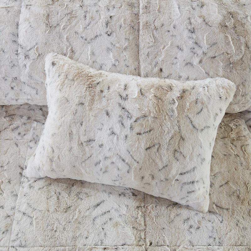 King 4PC Faux Fur Comforter Set