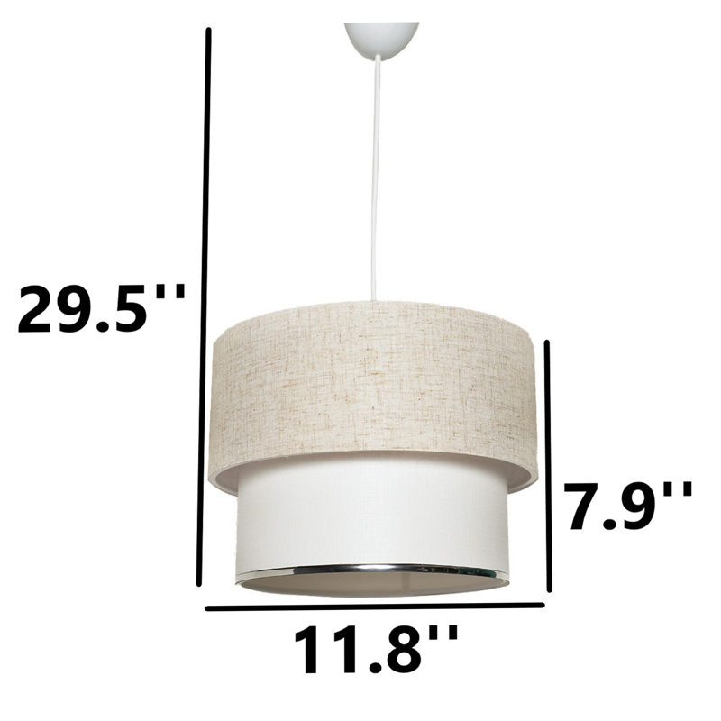 Lustre en métal avec capuchon en métal, Crème / Blanc