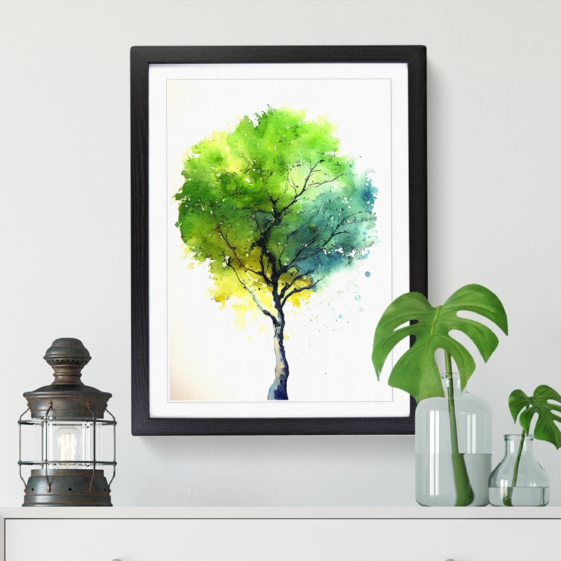 Pear Tree Watercolour - Single Picture Frame Print, 64cm H x 46cm W x 2cm D, Black