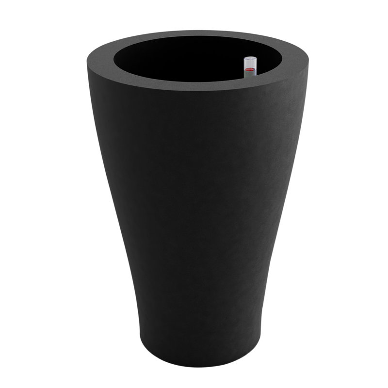 Curvada Resin Pot Planter, 70.75" H x 31.5" W x 31.5" D, Black