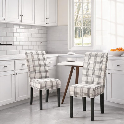 Chaise d'appoint rembourrée avec pieds en bois massif, dossier haut de 39,5 po, style contemporain pour la cuisine et la salle à manger