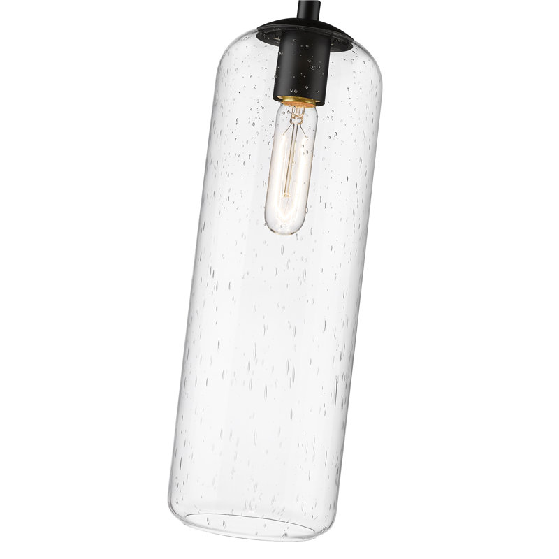 Luminaire suspendu 1 lumière Campos, Transparent, H 132 po x l 5,25 po x P 5,25 po, Noir mat