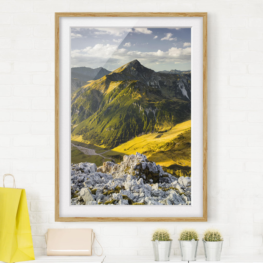 Gerahmtes Poster Berge und Tal der Lechtaler Alpen in Tirol