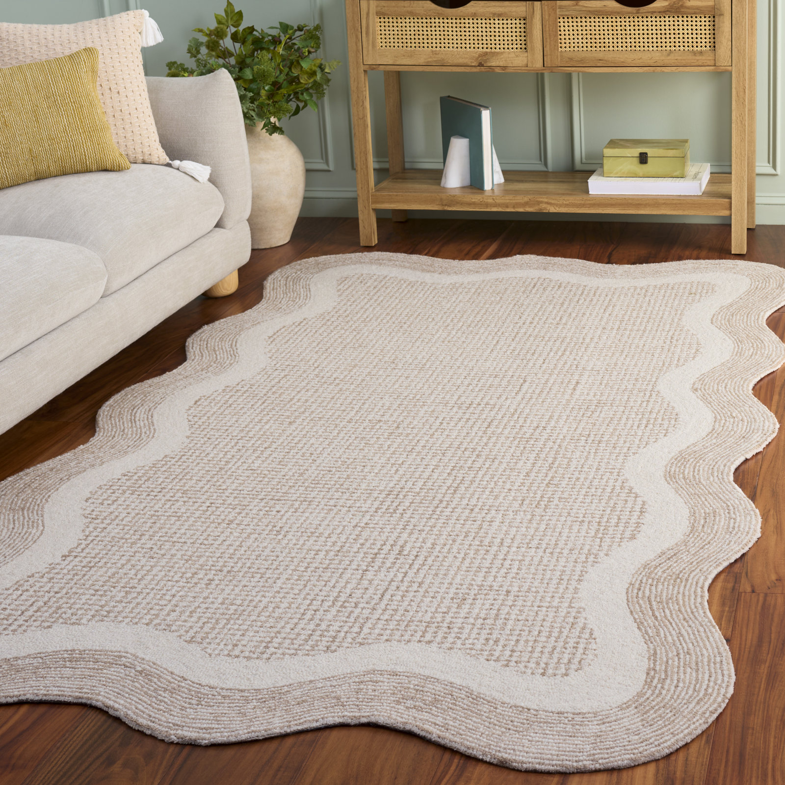 Hand-Tufted Geometric Wool Rug, Rectangle 5' x 8'