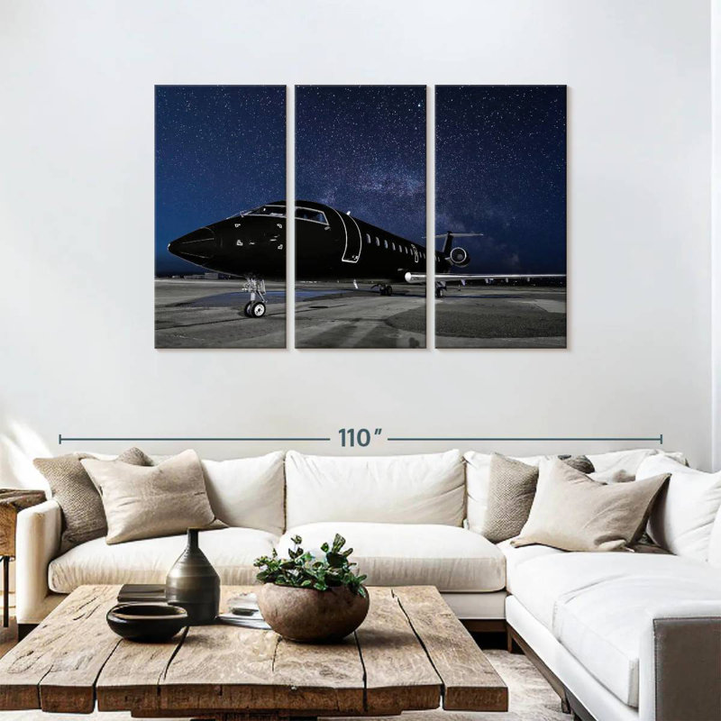 Mehar Black Private Jet, 48" H x 74" W
