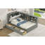 Lit plateforme en bois avec tête de lit, tablettes et 2 tiroirs-860416084
