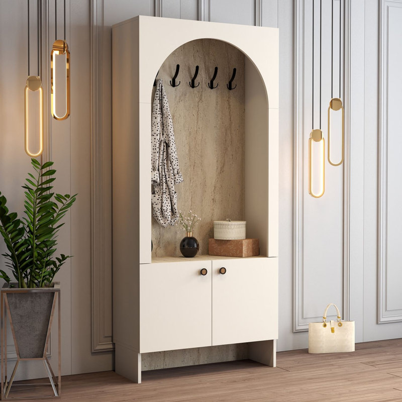 Almendarez Hall Stand, Cream/Travertine